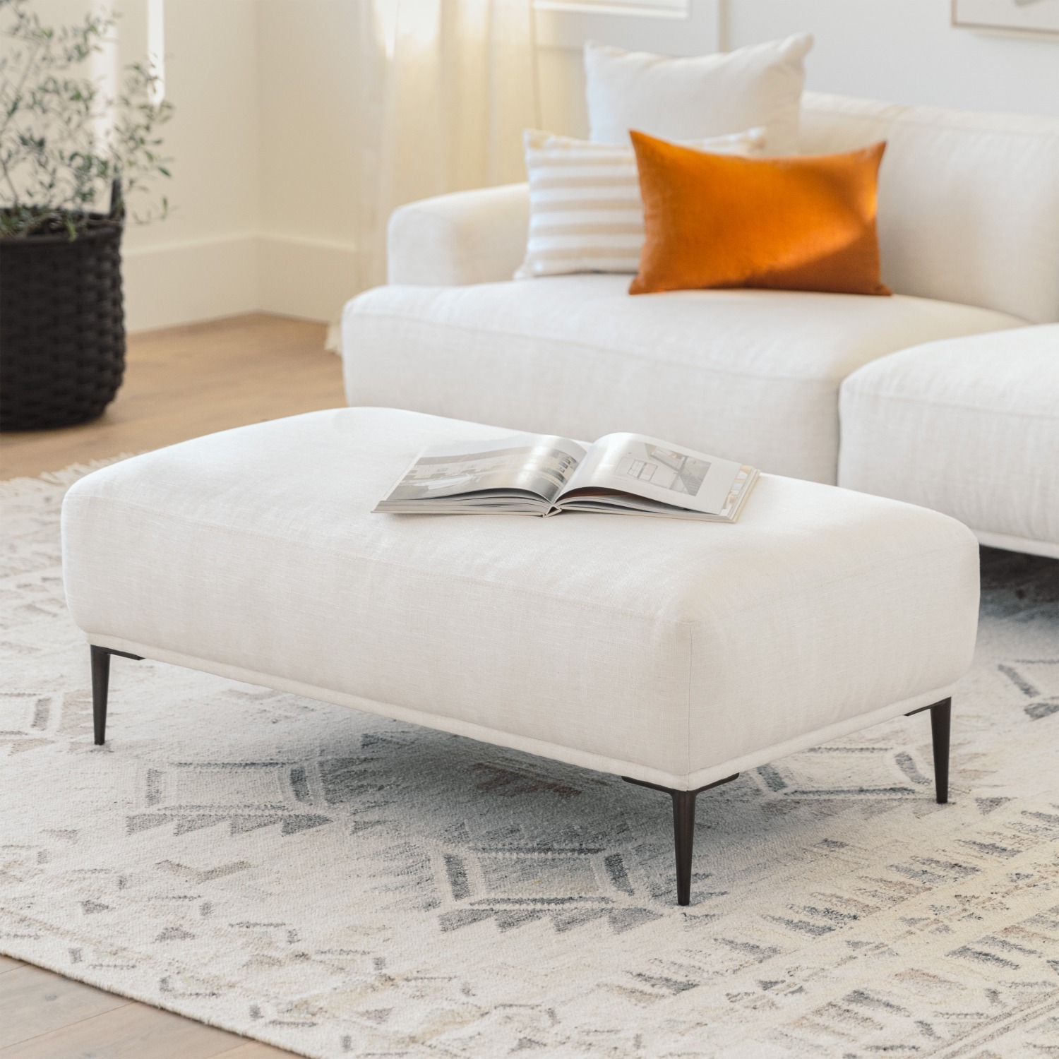 Article Abisko White Fabric Ottoman - image-1