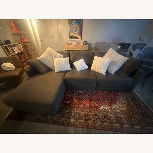Used 3 Piece Sectional Couch + 2 Grey Pillows for sale on AptDeco