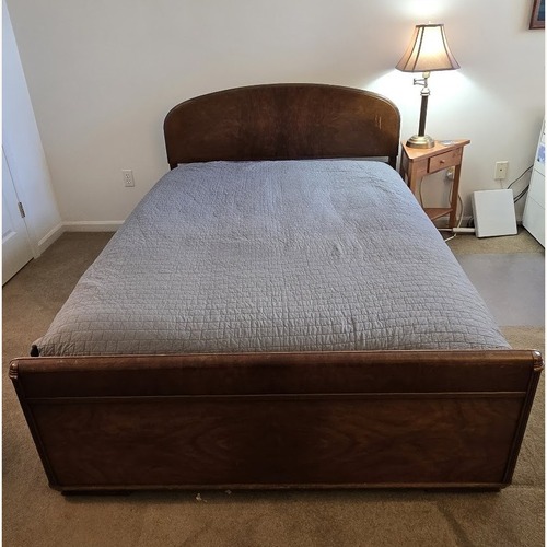 Used Vintage/Antique Finds Dark Brown Wood Full Bed for sale on AptDeco
