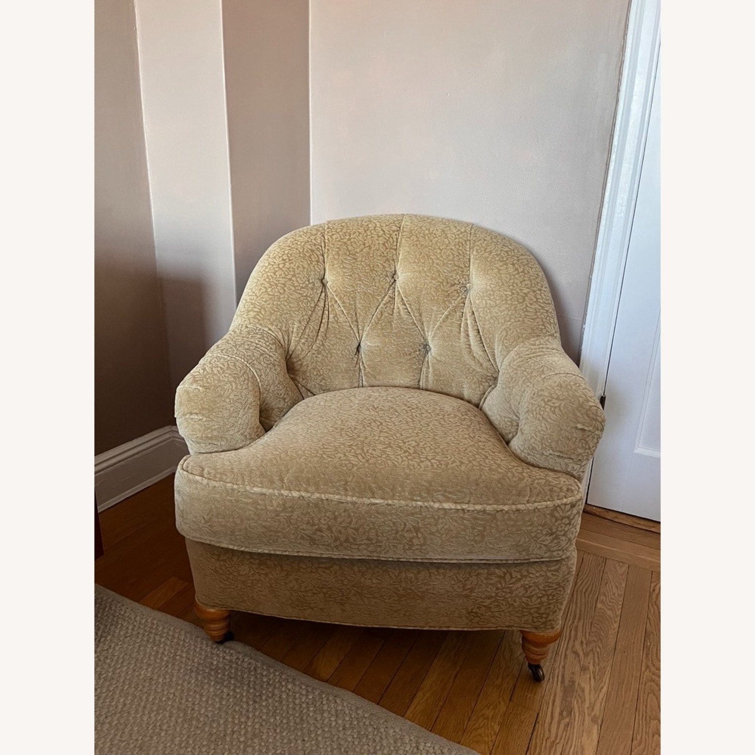 Lee Industries Gold Velvet Armchair - image-1