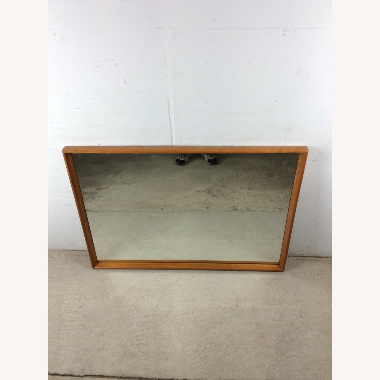 Mid Century Long Mirror with Maple Frame - image-3