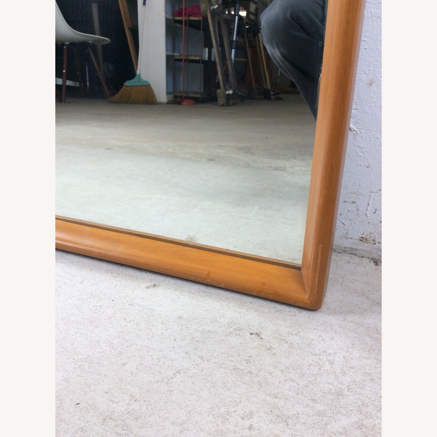 Mid Century Long Mirror with Maple Frame - image-11