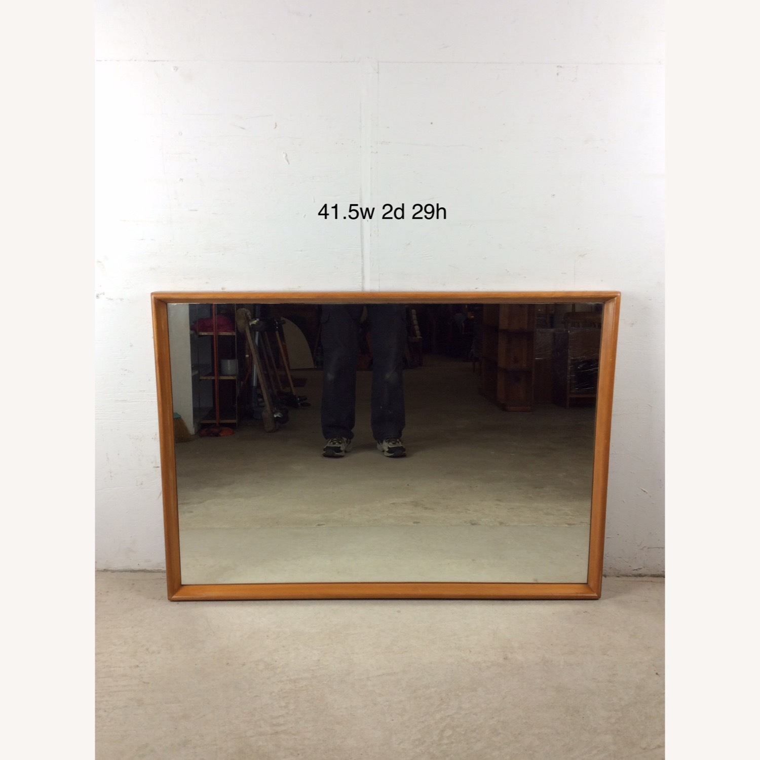 Mid Century Long Mirror with Maple Frame - image-19