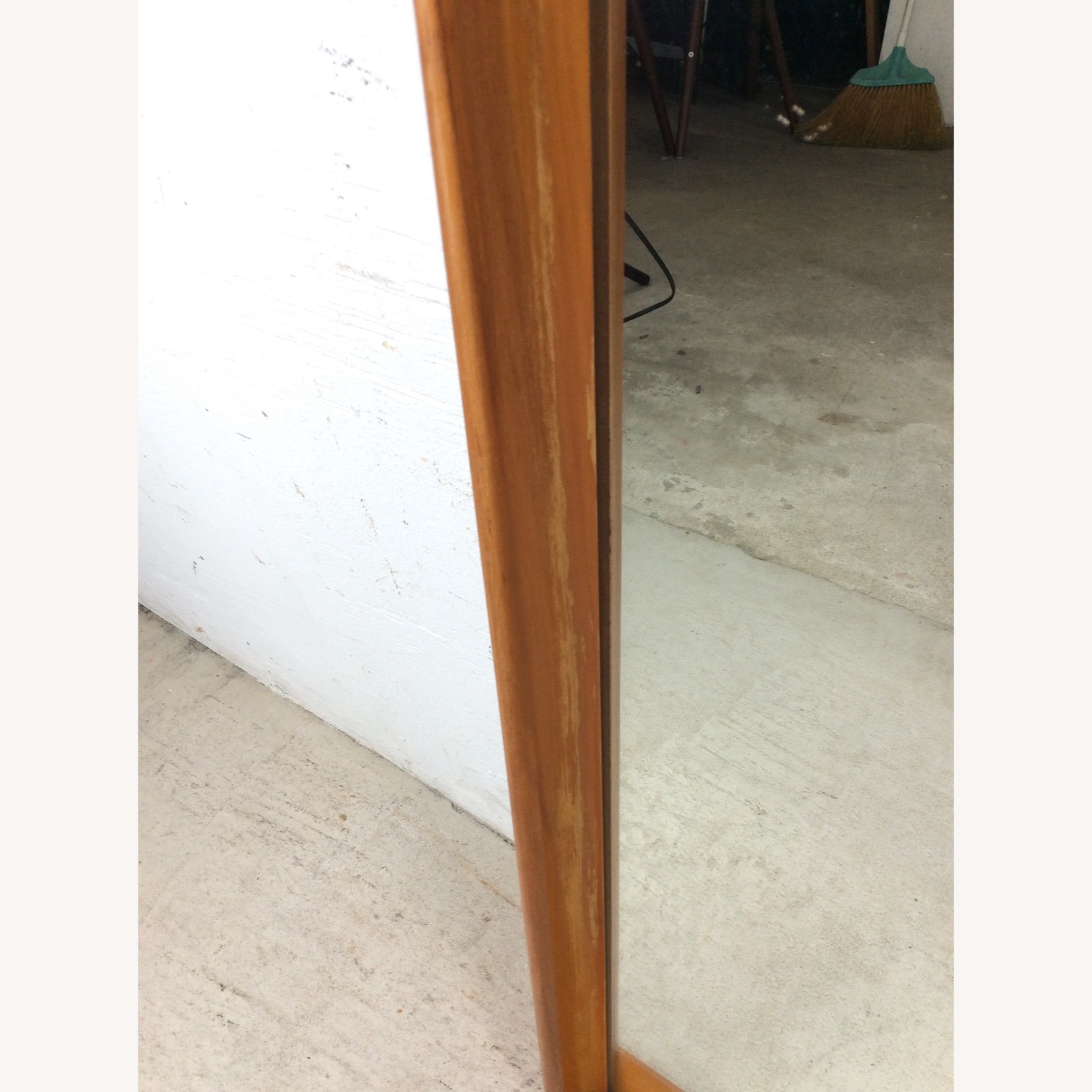 Mid Century Long Mirror with Maple Frame - image-9