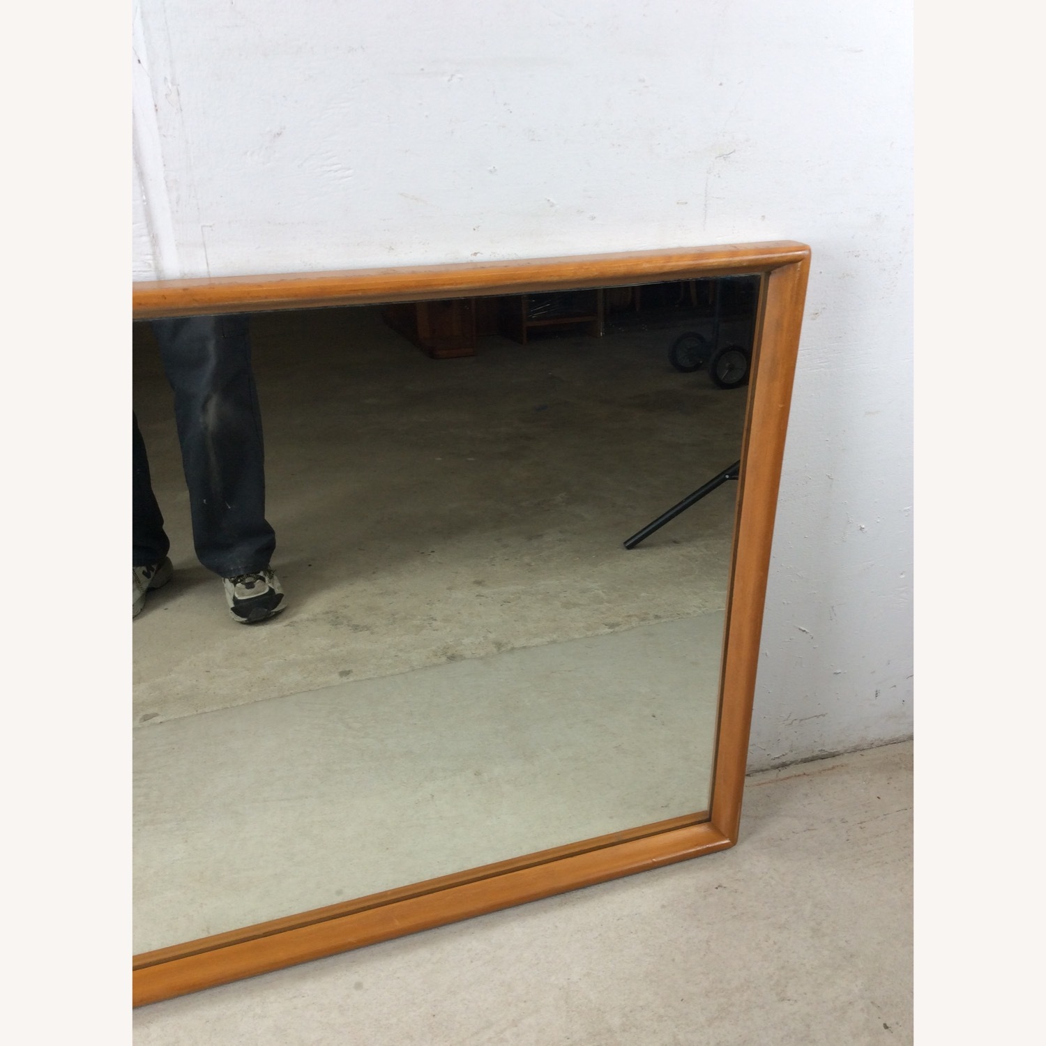 Mid Century Long Mirror with Maple Frame - image-5