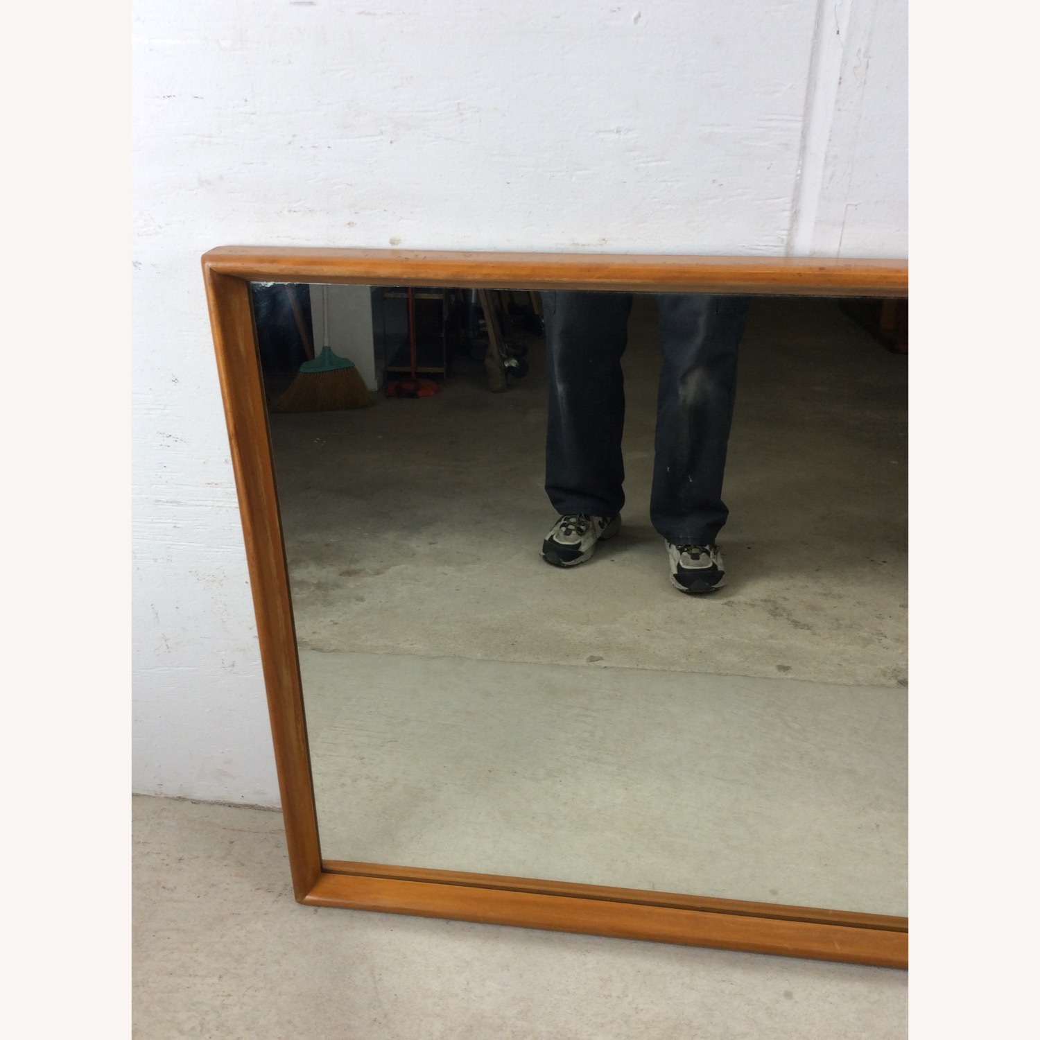 Mid Century Long Mirror with Maple Frame - image-4