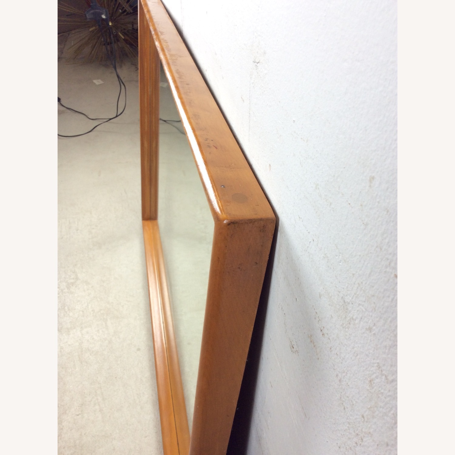 Mid Century Long Mirror with Maple Frame - image-17