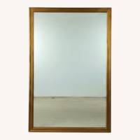 Mid Century Rectangular Mirror with Blonde Frame