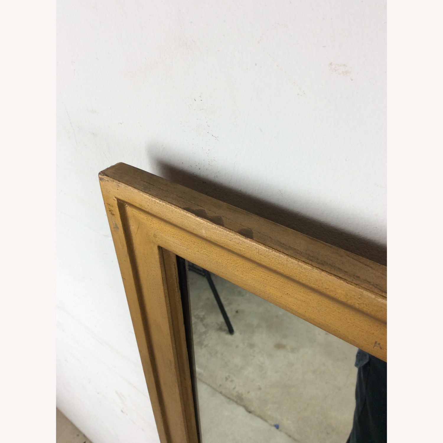 Mid Century Rectangular Mirror with Blonde Frame - image-7