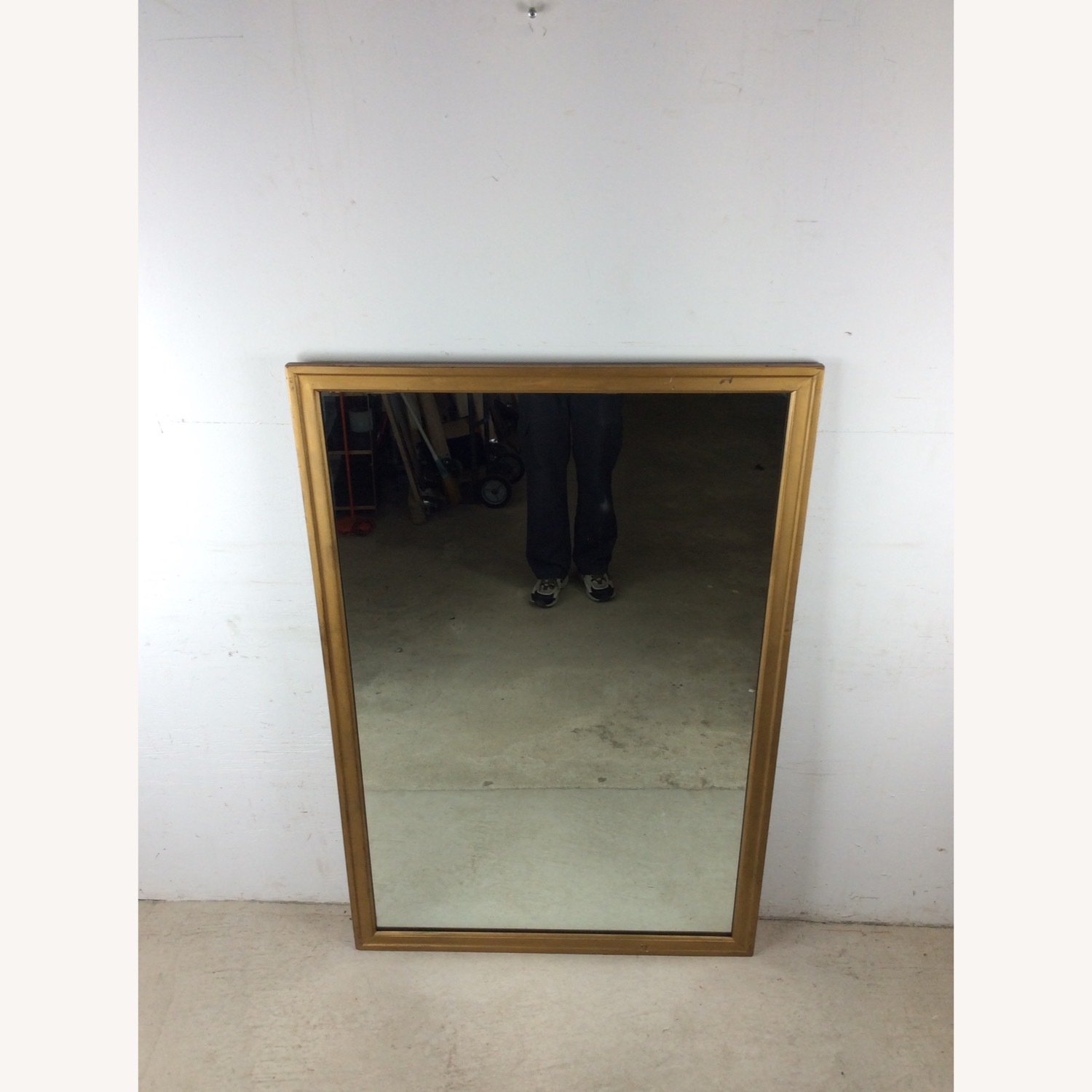 Mid Century Rectangular Mirror with Blonde Frame - image-3