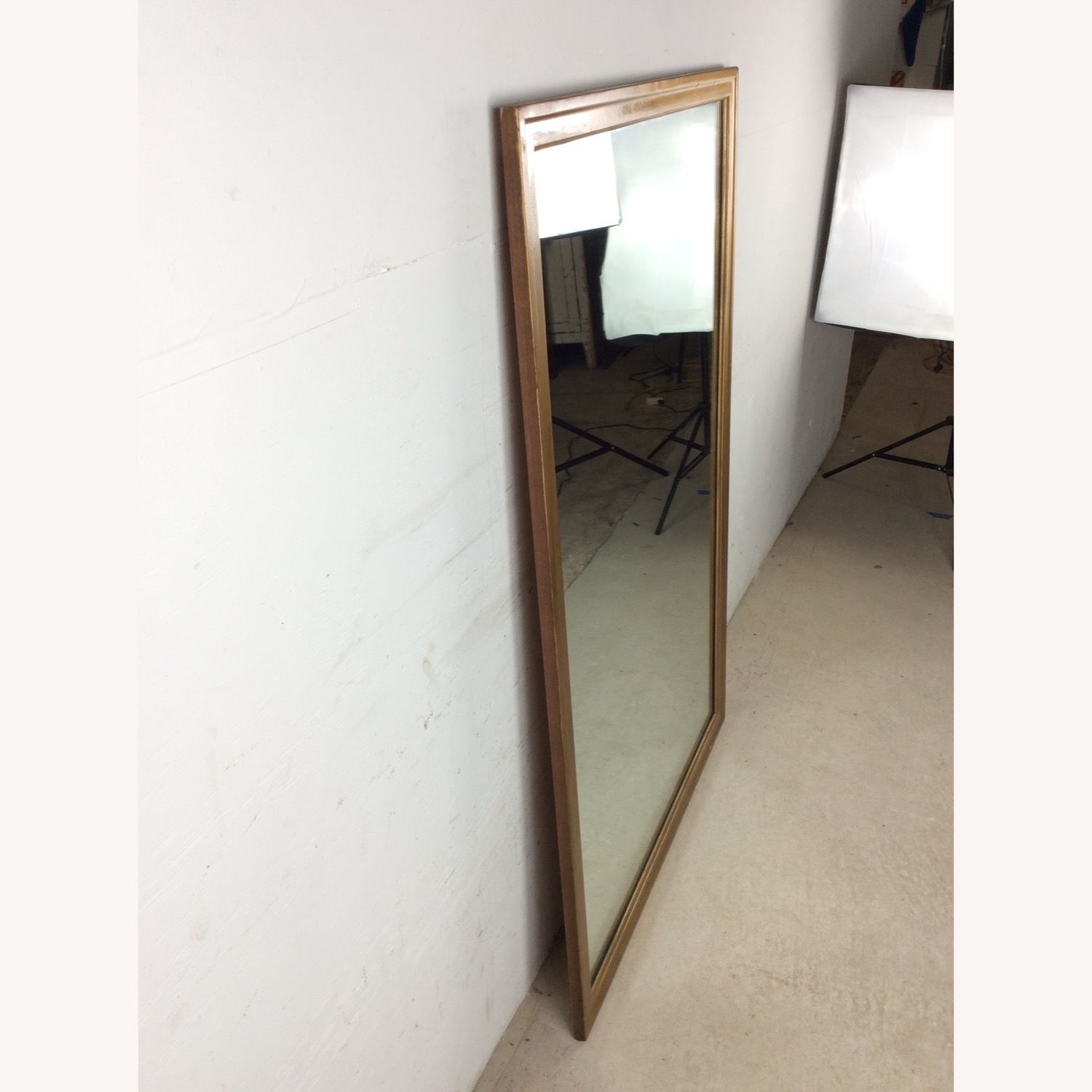 Mid Century Rectangular Mirror with Blonde Frame - image-5