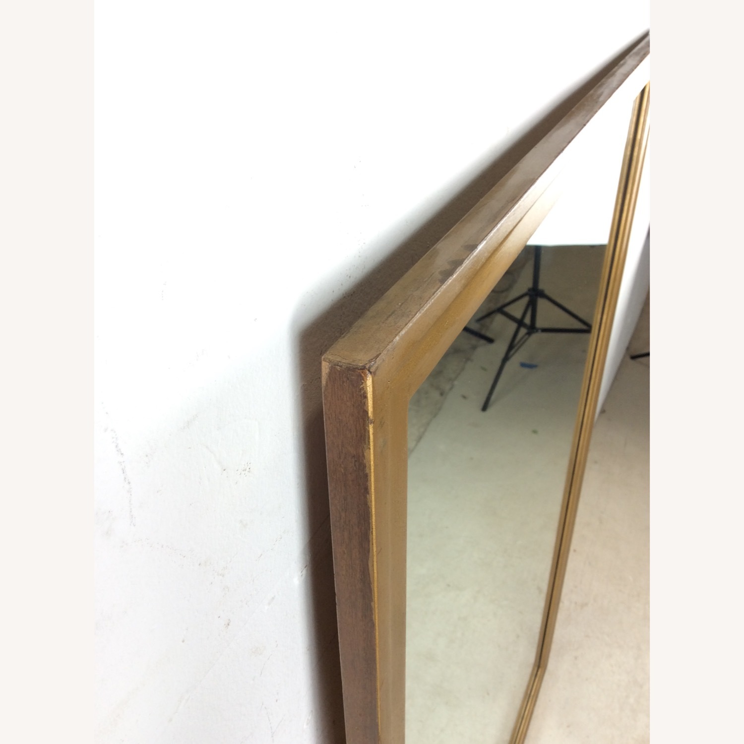 Mid Century Rectangular Mirror with Blonde Frame - image-6