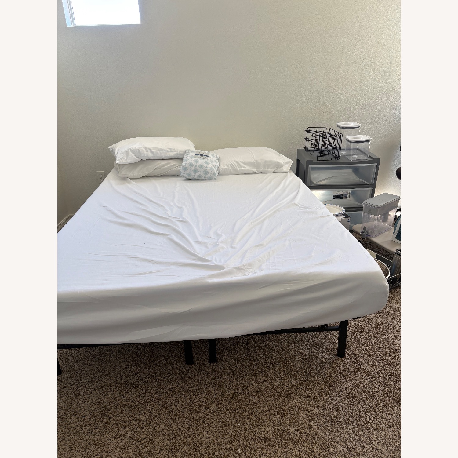 White Queen Bed Plus Bedframe - image-1