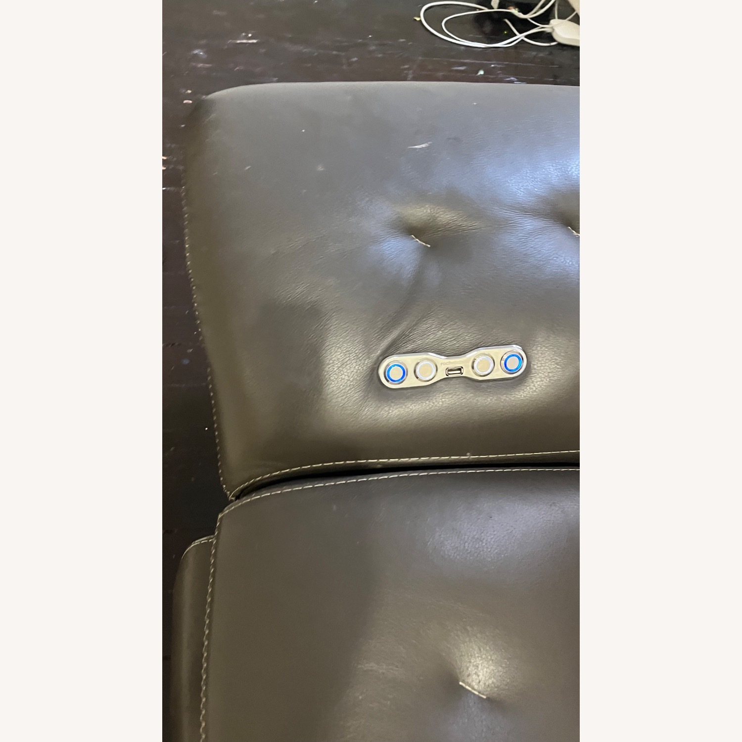 Roche Bobois Light Gray Leather 2 Seater Sofa - image-5