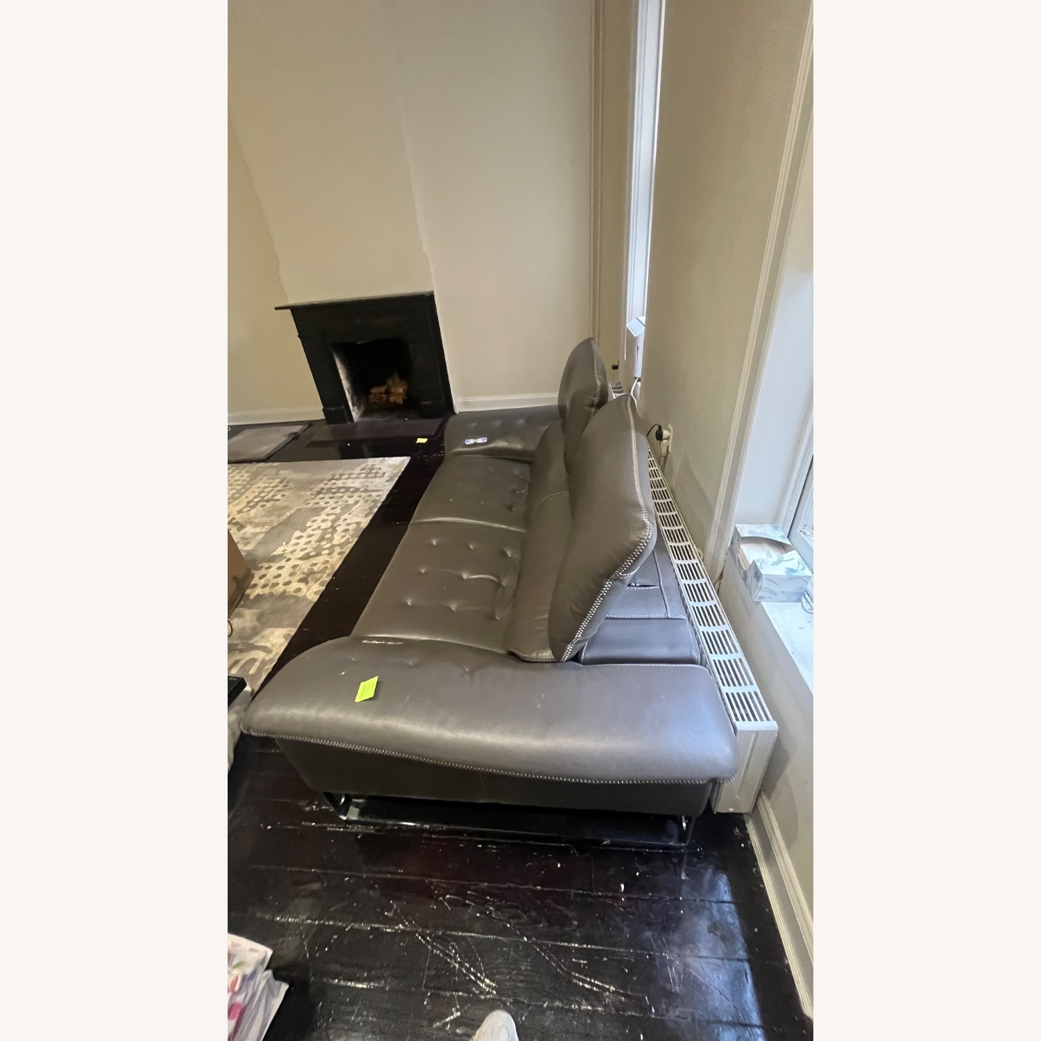 Roche Bobois Light Gray Leather 2 Seater Sofa - image-8