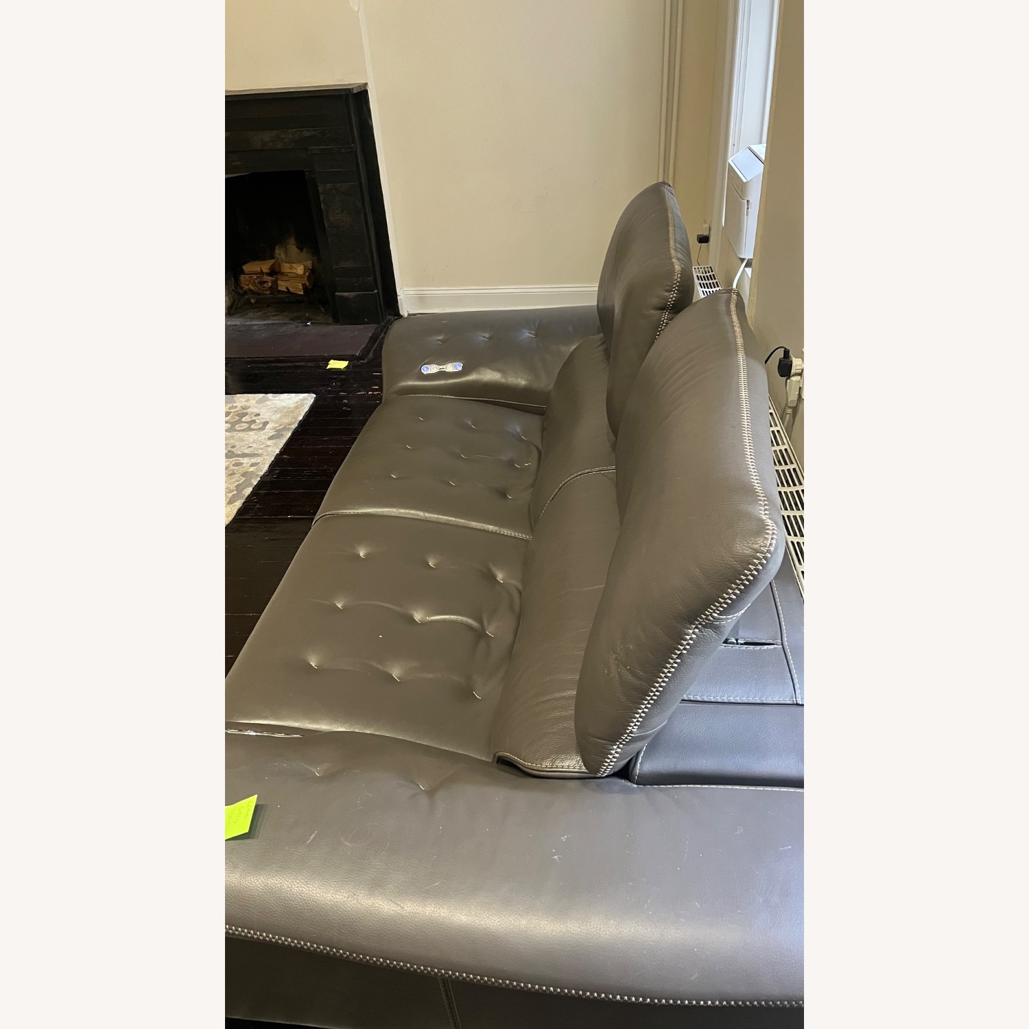 Roche Bobois Light Gray Leather 2 Seater Sofa - image-7