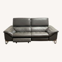 Roche Bobois Light Gray Leather 2 Seater Sofa