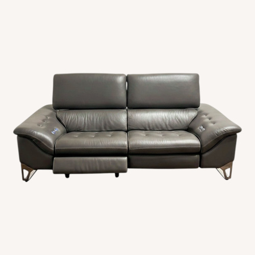 Used Roche Bobois Light Gray Leather 2 Seater Sofa for sale on AptDeco