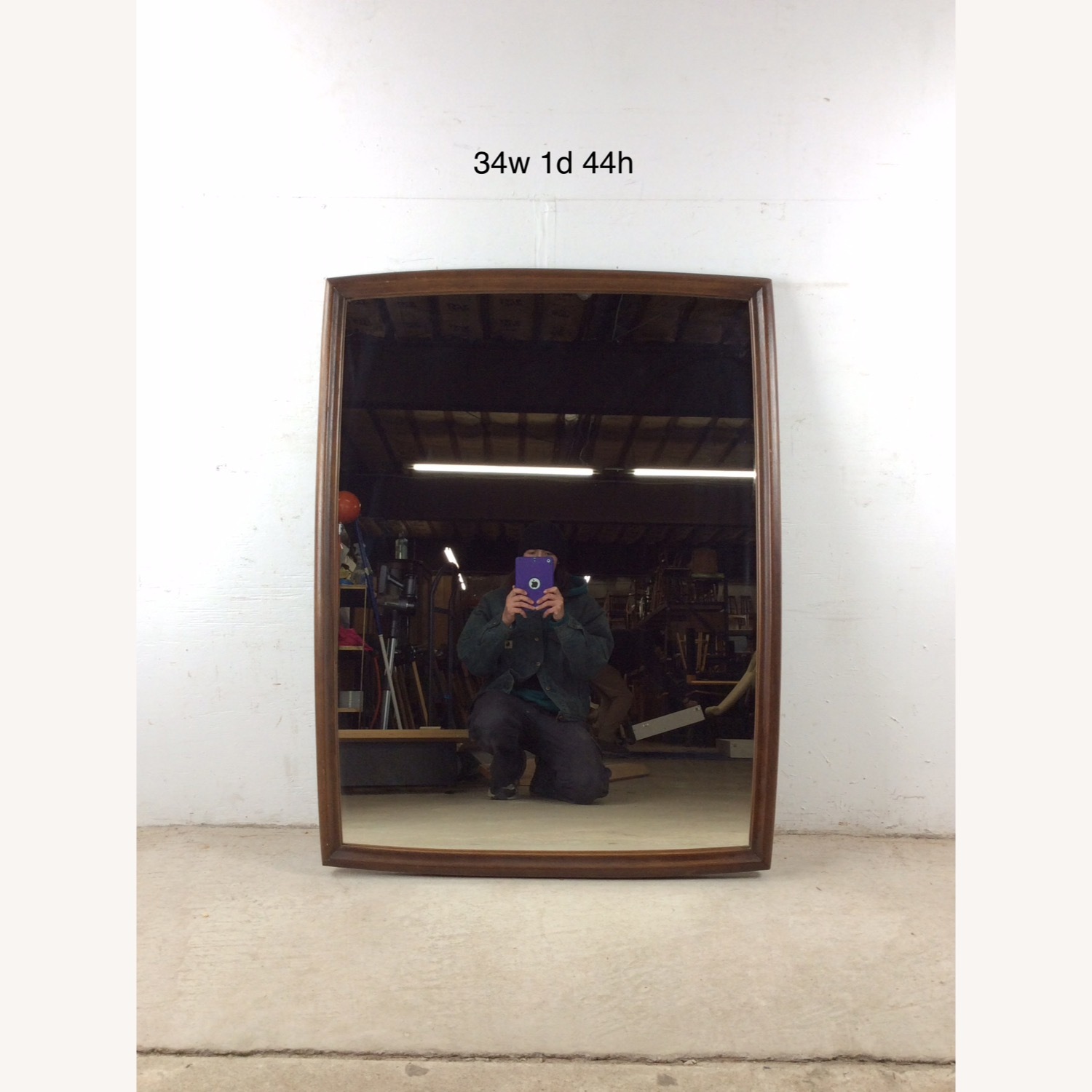 Mid Century Walnut Wall Mirror with Rounded Frame - image-19