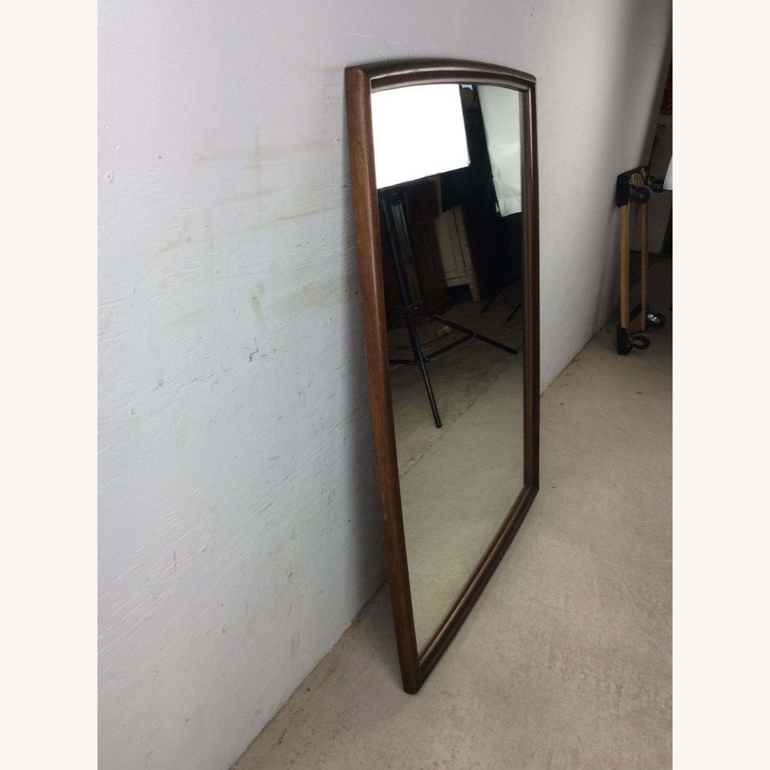 Mid Century Walnut Wall Mirror with Rounded Frame - image-15