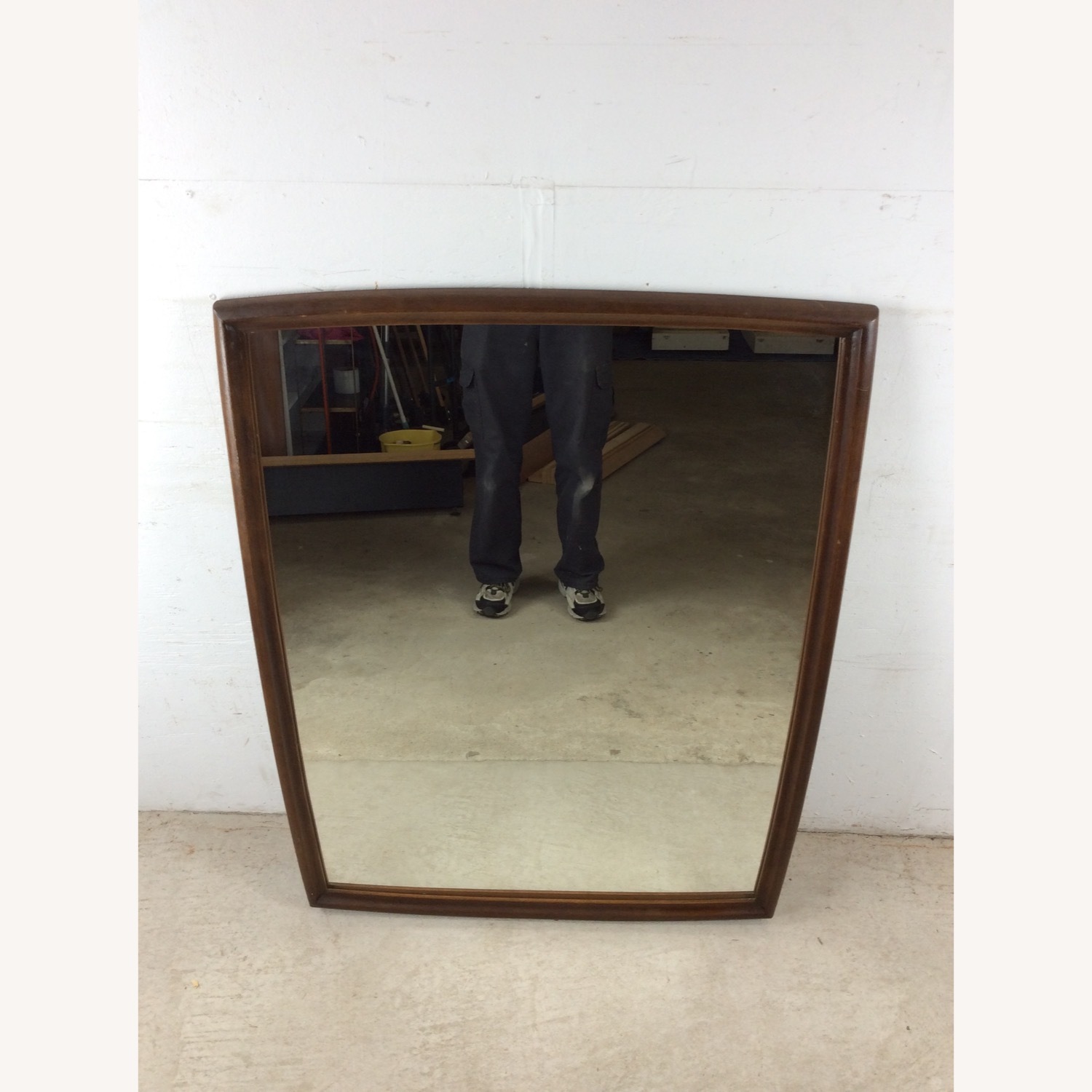 Mid Century Walnut Wall Mirror with Rounded Frame - image-4