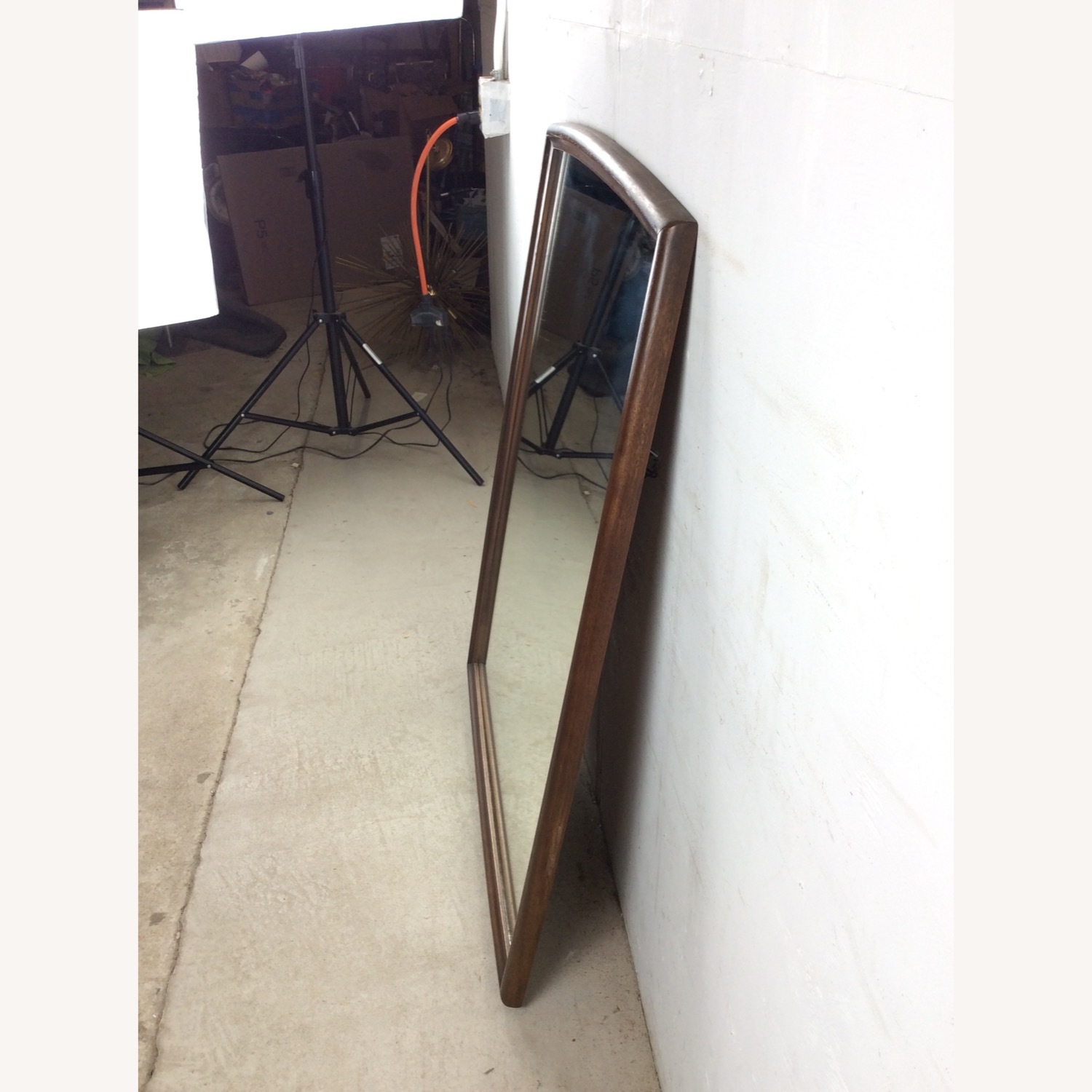 Mid Century Walnut Wall Mirror with Rounded Frame - image-13