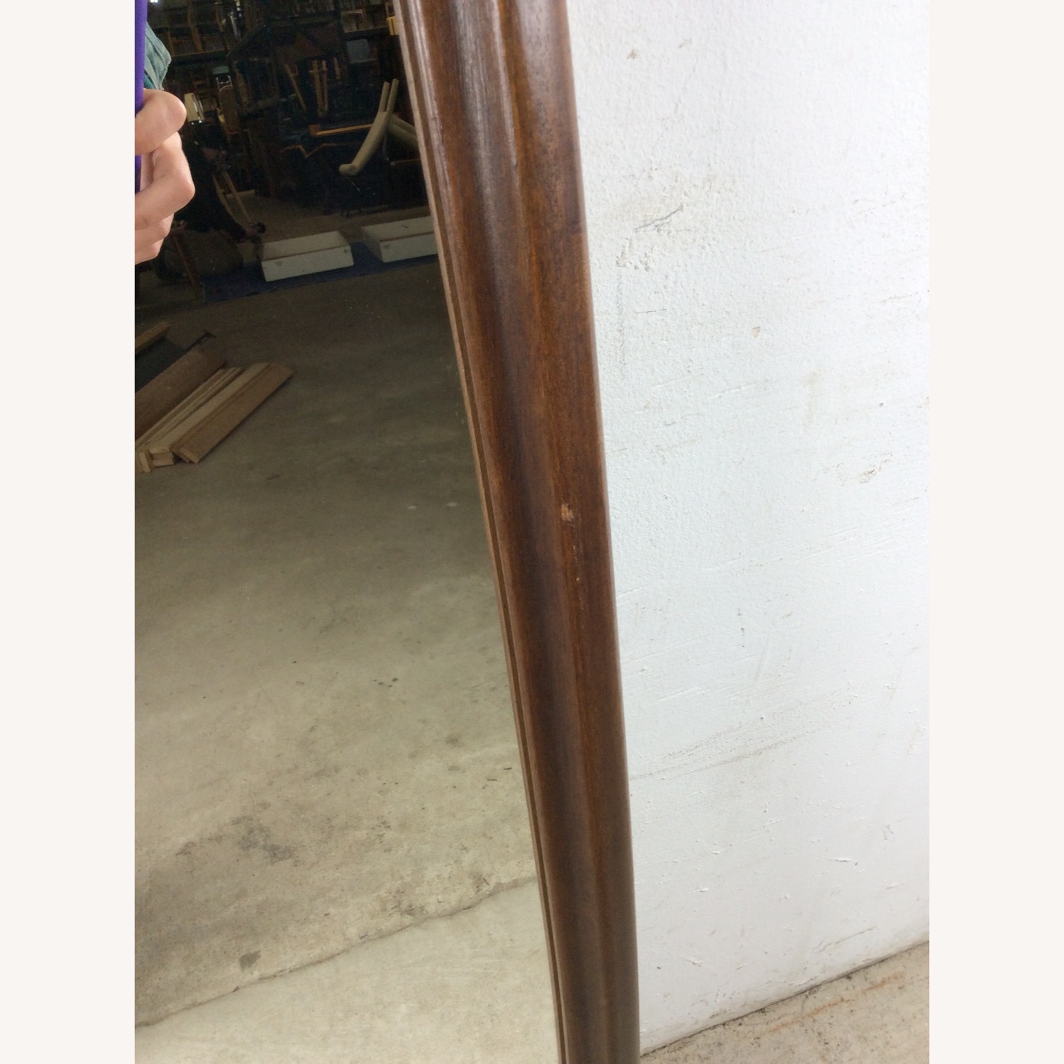 Mid Century Walnut Wall Mirror with Rounded Frame - image-7