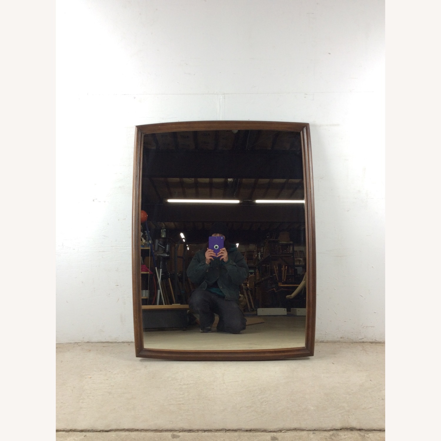 Mid Century Walnut Wall Mirror with Rounded Frame - image-2