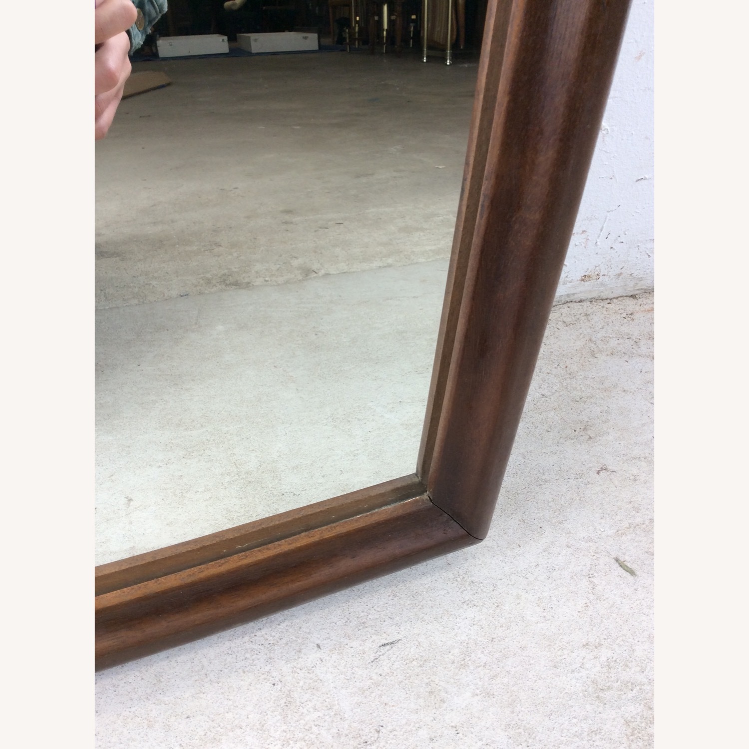 Mid Century Walnut Wall Mirror with Rounded Frame - image-9