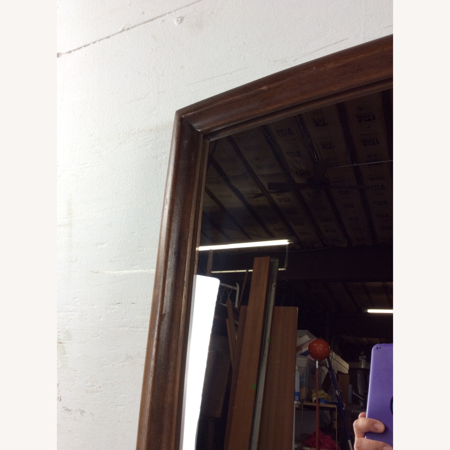 Mid Century Walnut Wall Mirror with Rounded Frame - image-12