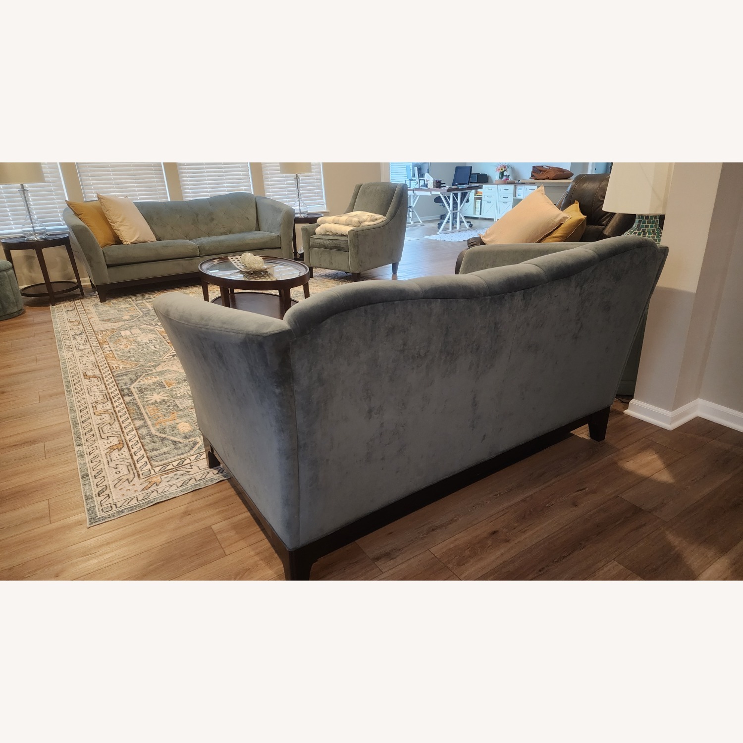 Cindy Crawford Home Blue Microsuede 2 Seater Sofa - image-3