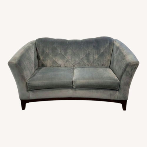 Used Cindy Crawford Home Blue Microsuede 2 Seater Sofa for sale on AptDeco