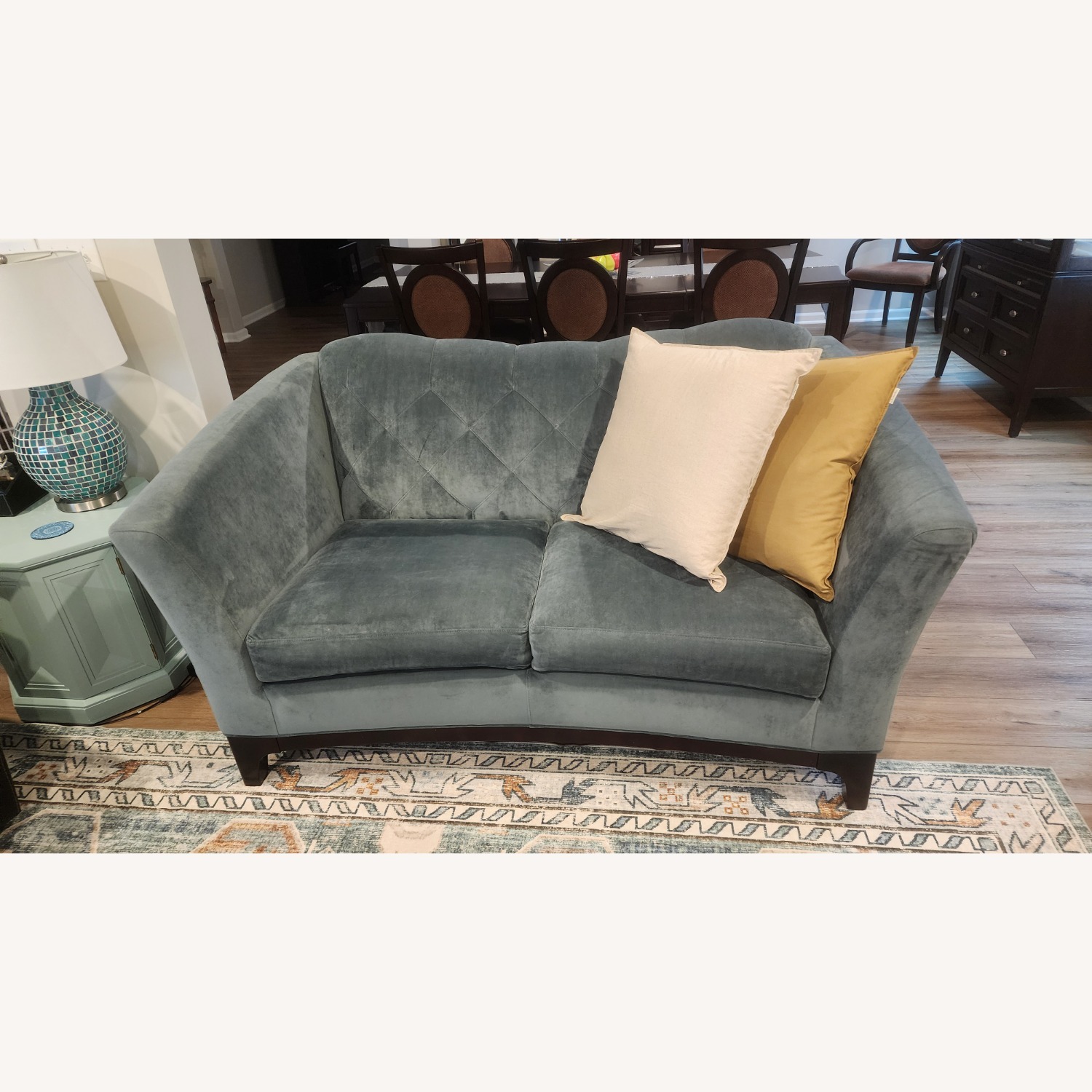 Cindy Crawford Home Blue Microsuede 2 Seater Sofa - image-4