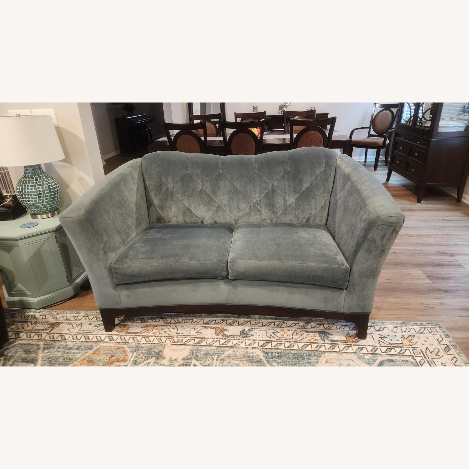 Cindy Crawford Home Blue Microsuede 2 Seater Sofa - image-1