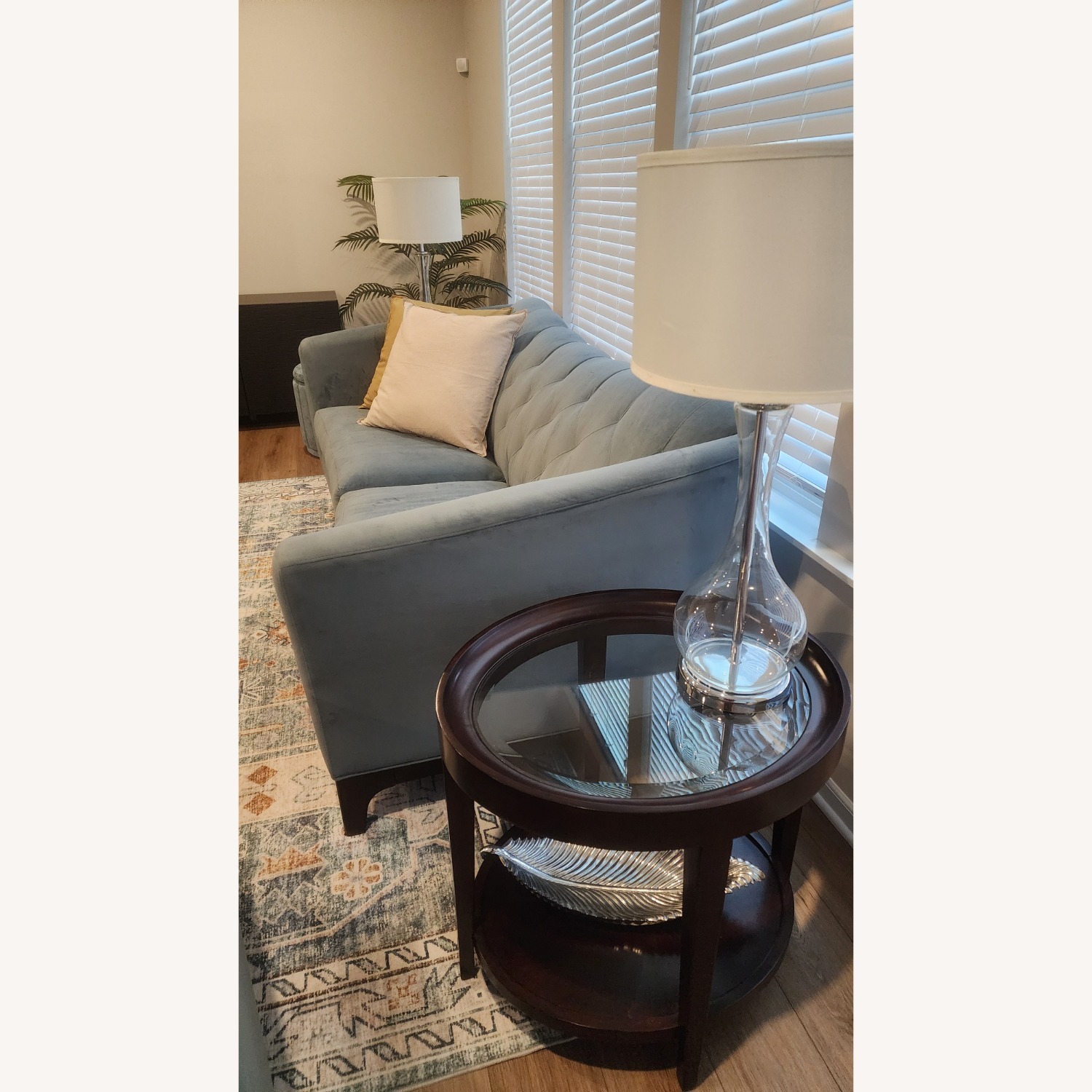 Blue Microsuede 3+ Seater Sofa - image-3