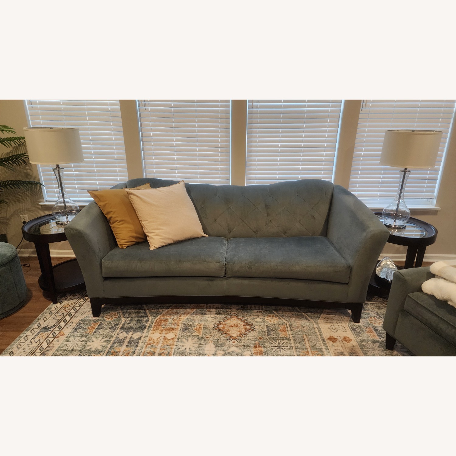 Blue Microsuede 3+ Seater Sofa - image-2