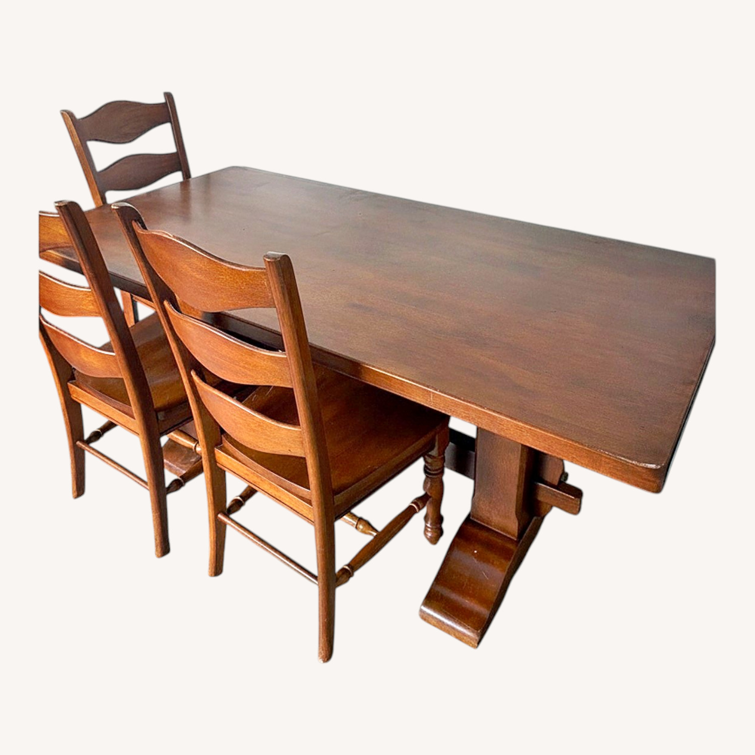 Vintage/Antique Dark Brown Wood Dining Set - image-0