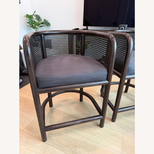 Used Crate & Barrel Dark Brown Wood Stools for sale on AptDeco