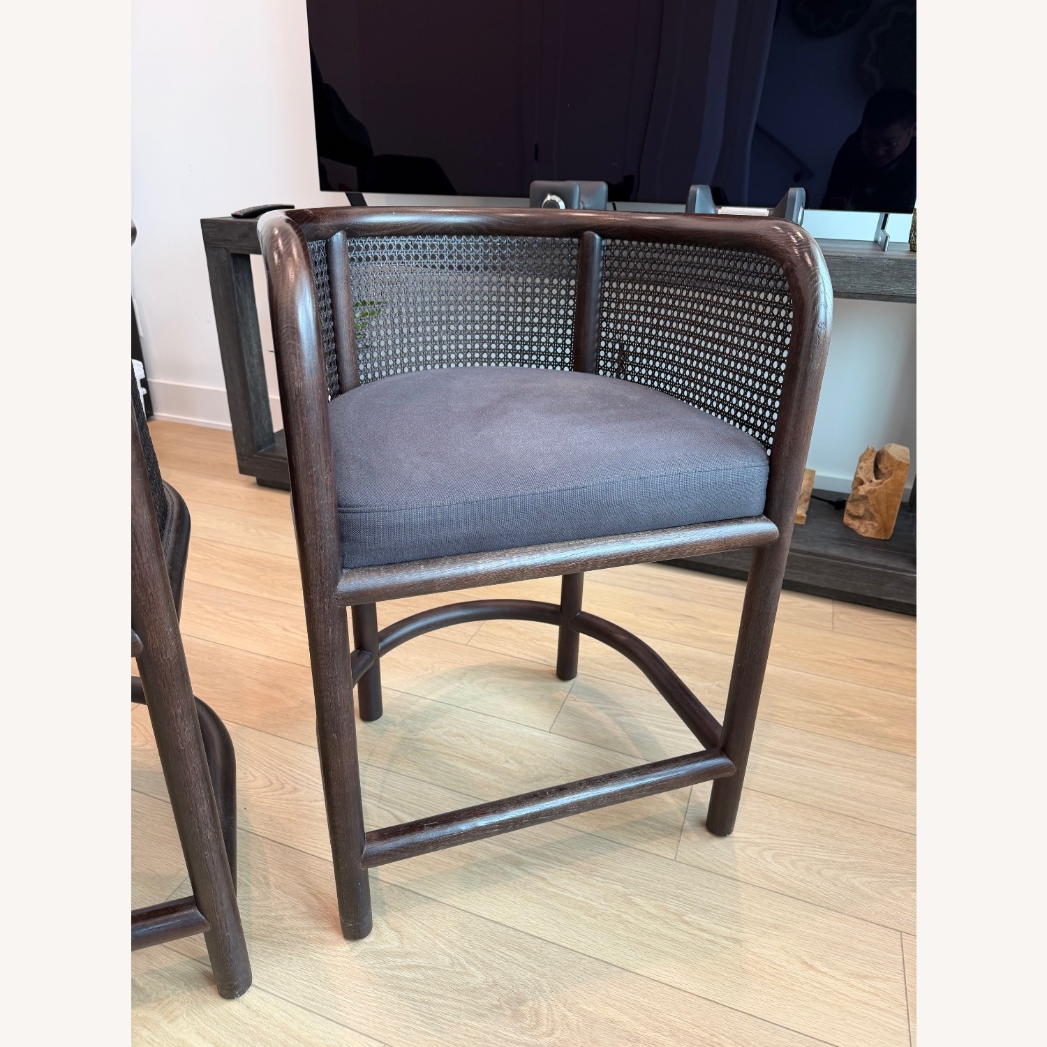 Crate & Barrel Dark Brown Wood Stools - image-4