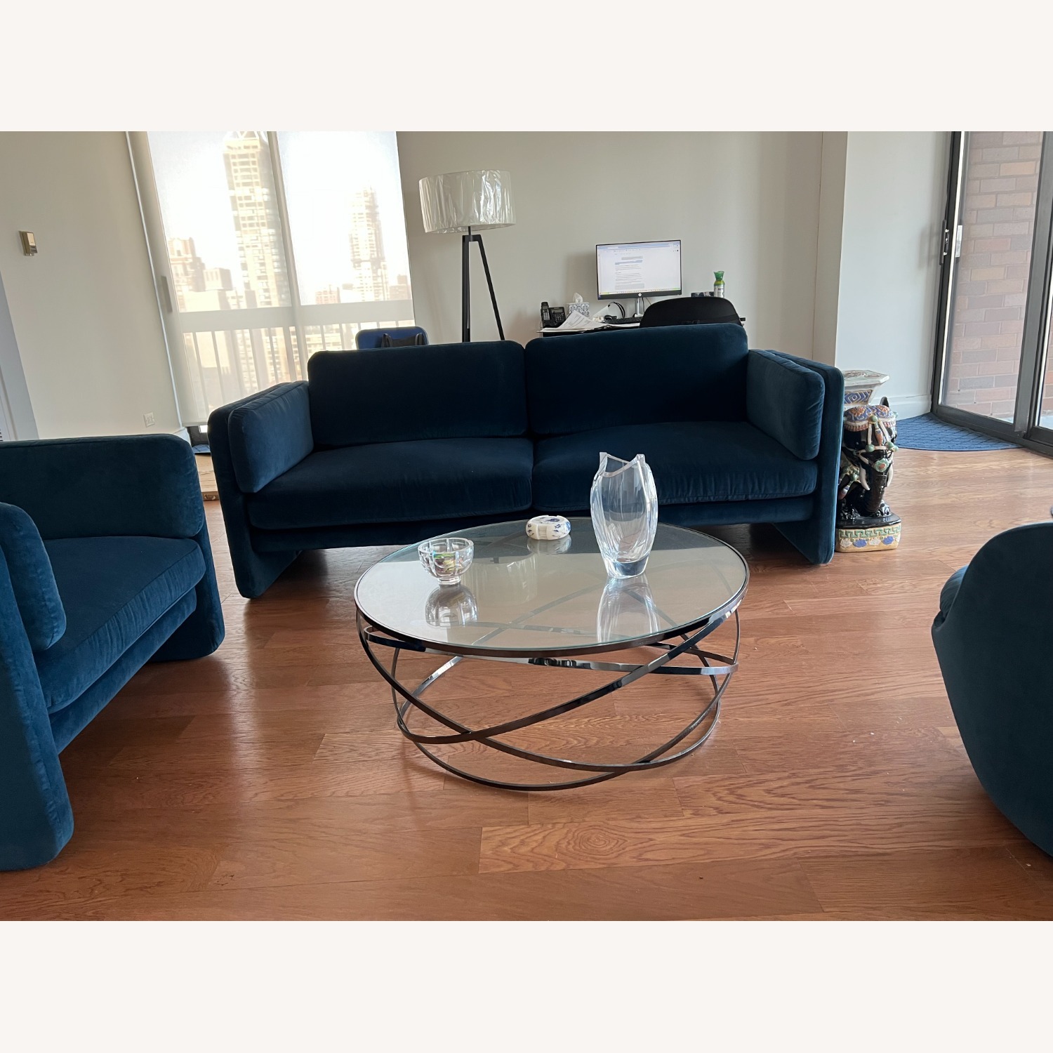 Design Within Reach Pastille Blue Velvet 3+ Seater Sofa - image-2