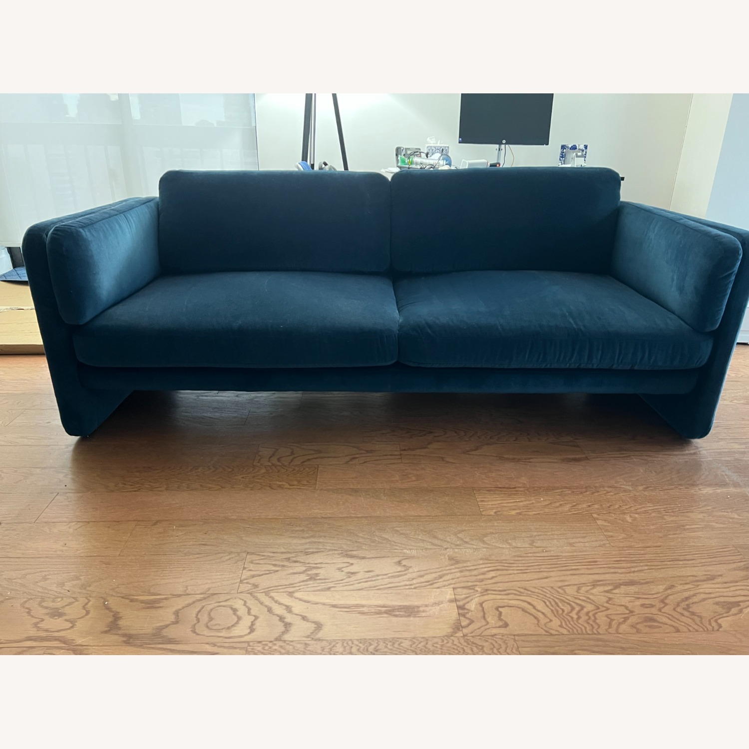 Design Within Reach Pastille Blue Velvet 3+ Seater Sofa - image-1