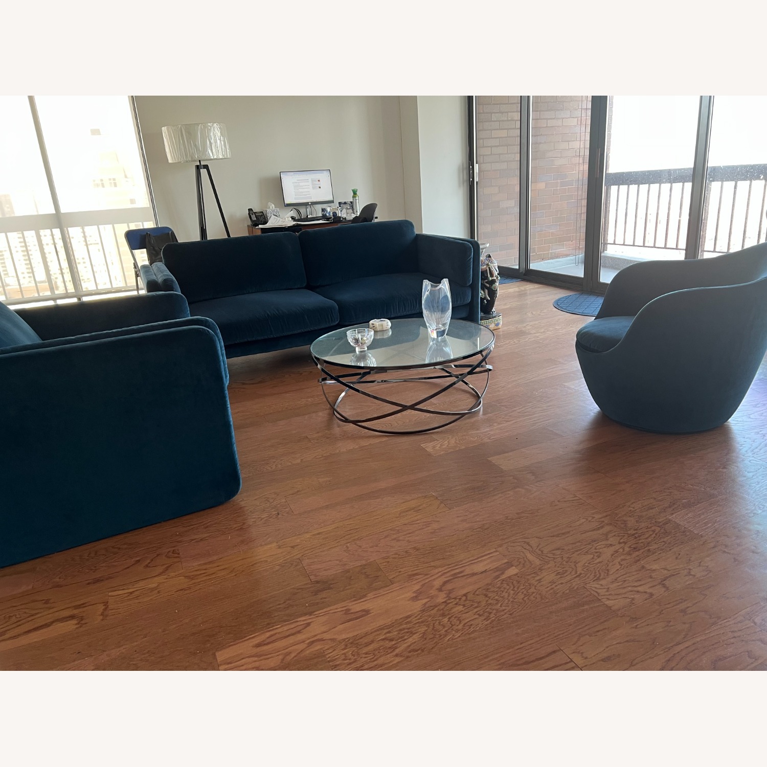 Design Within Reach Pastille Blue Velvet 3+ Seater Sofa - image-8