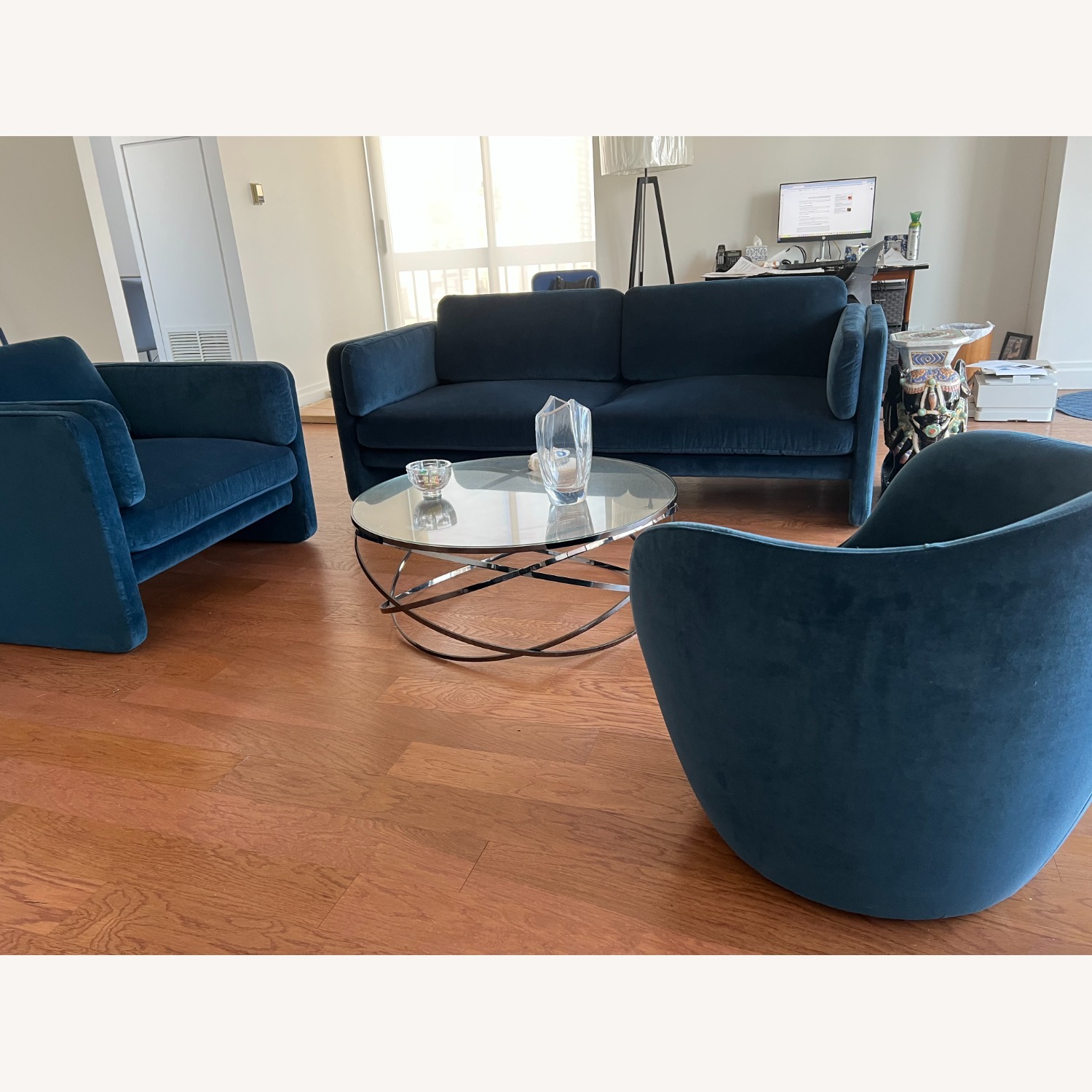 Design Within Reach Pastille Blue Velvet 3+ Seater Sofa - image-9