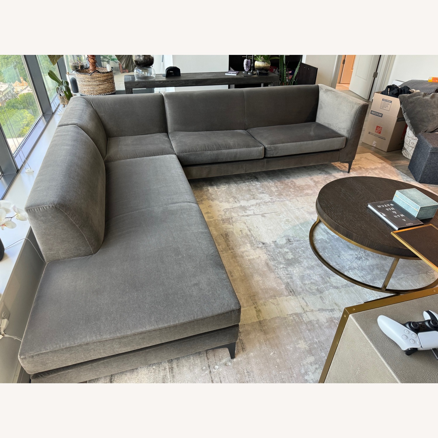 Room & Board Dark Brown Velvet 3+ Piece Sectional - image-2