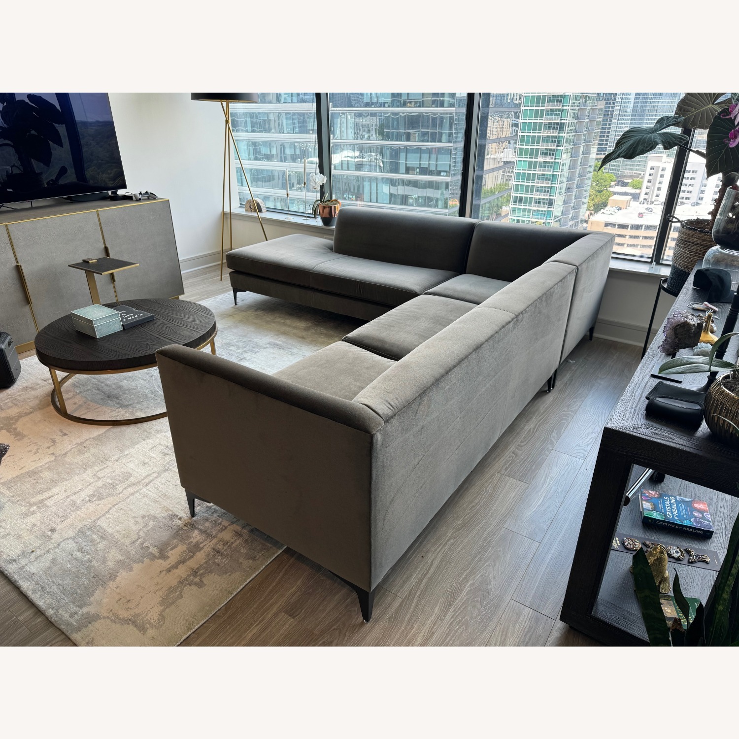 Room & Board Dark Brown Velvet 3+ Piece Sectional - image-3