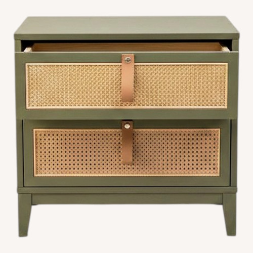 Used Bayberry Olive Nightstand W Leather Pulls for sale on AptDeco