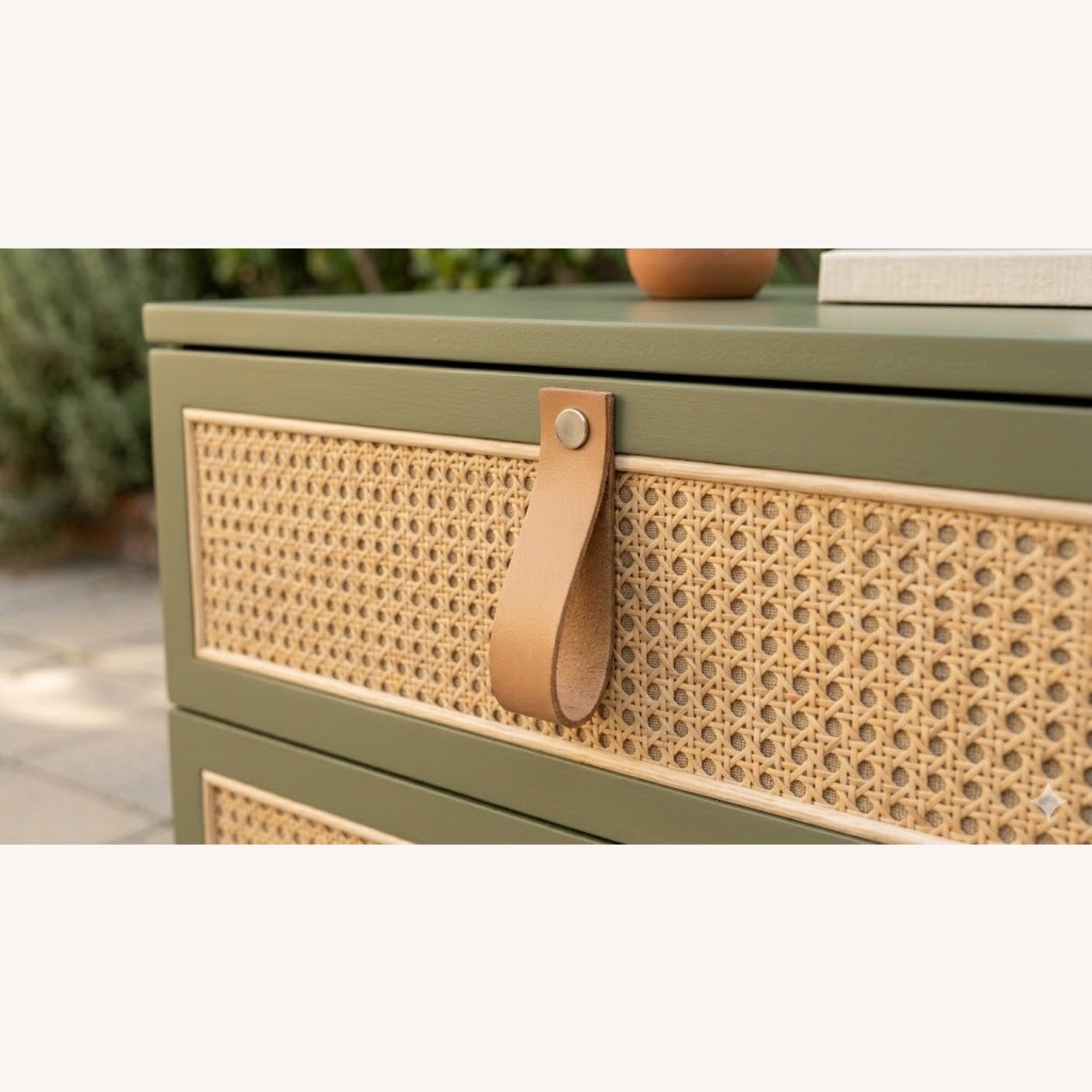 Bayberry Olive Nightstand W Leather Pulls - image-2