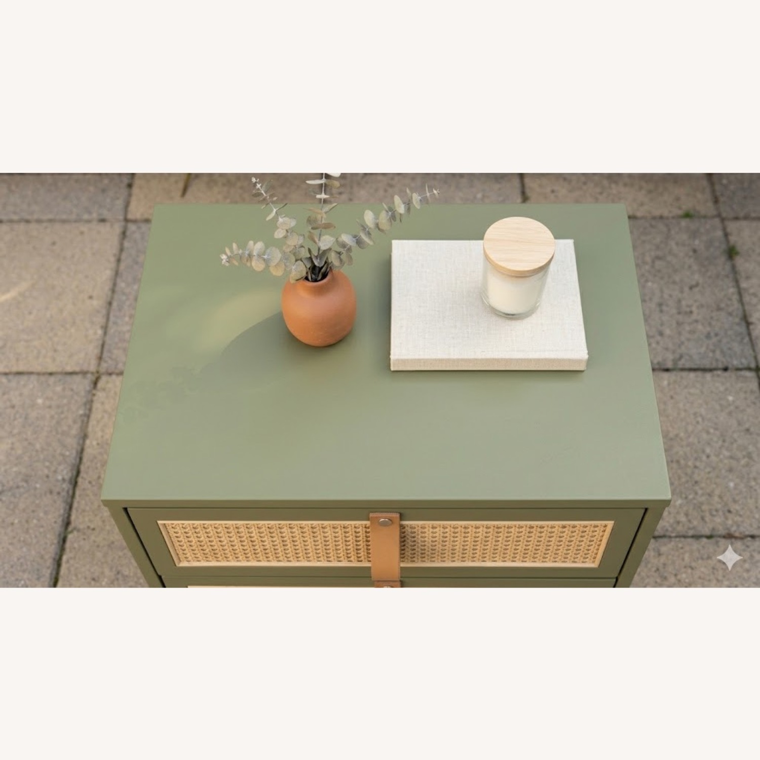 Bayberry Olive Nightstand W Leather Pulls - image-3