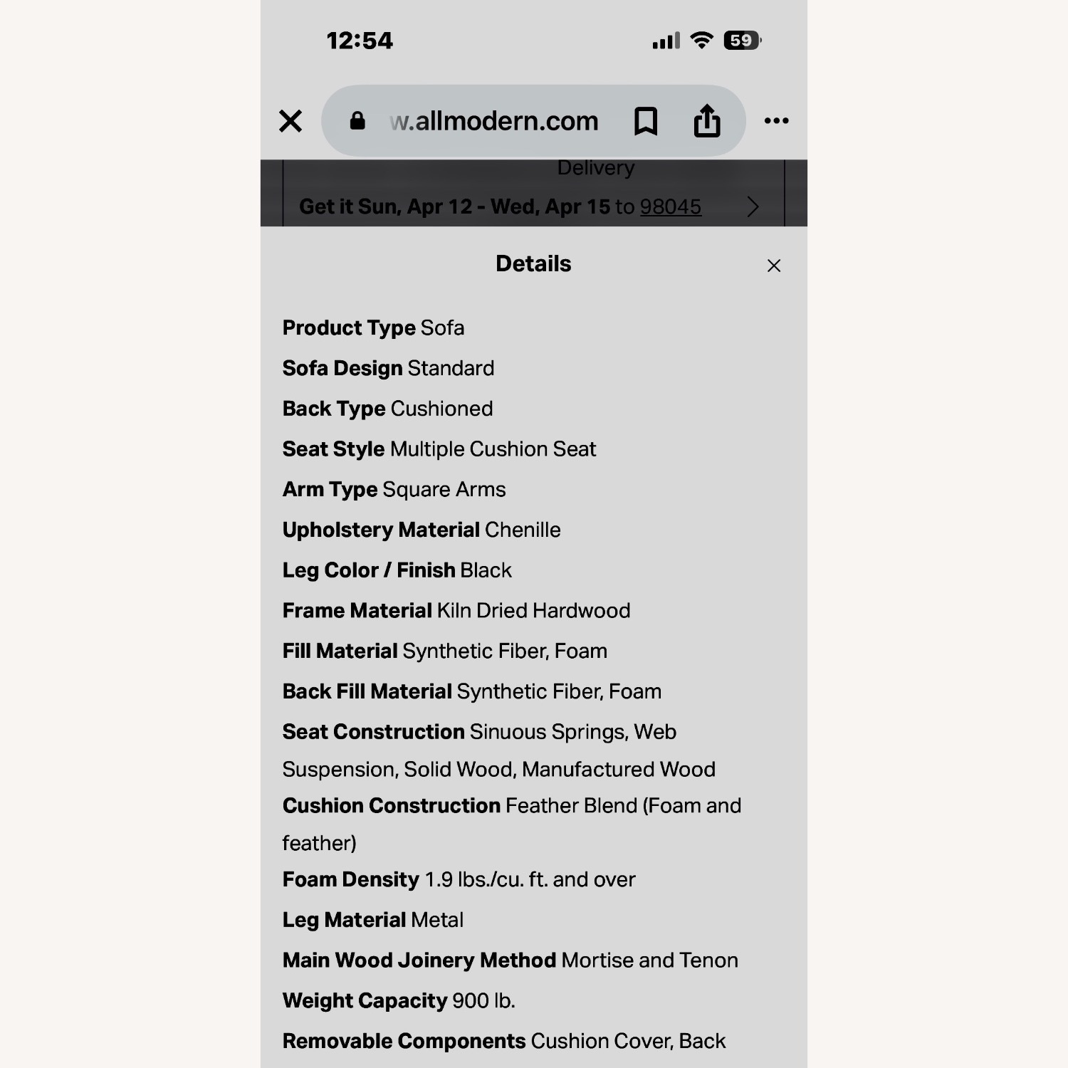 AllModern 3 Seat Sofa - image-6