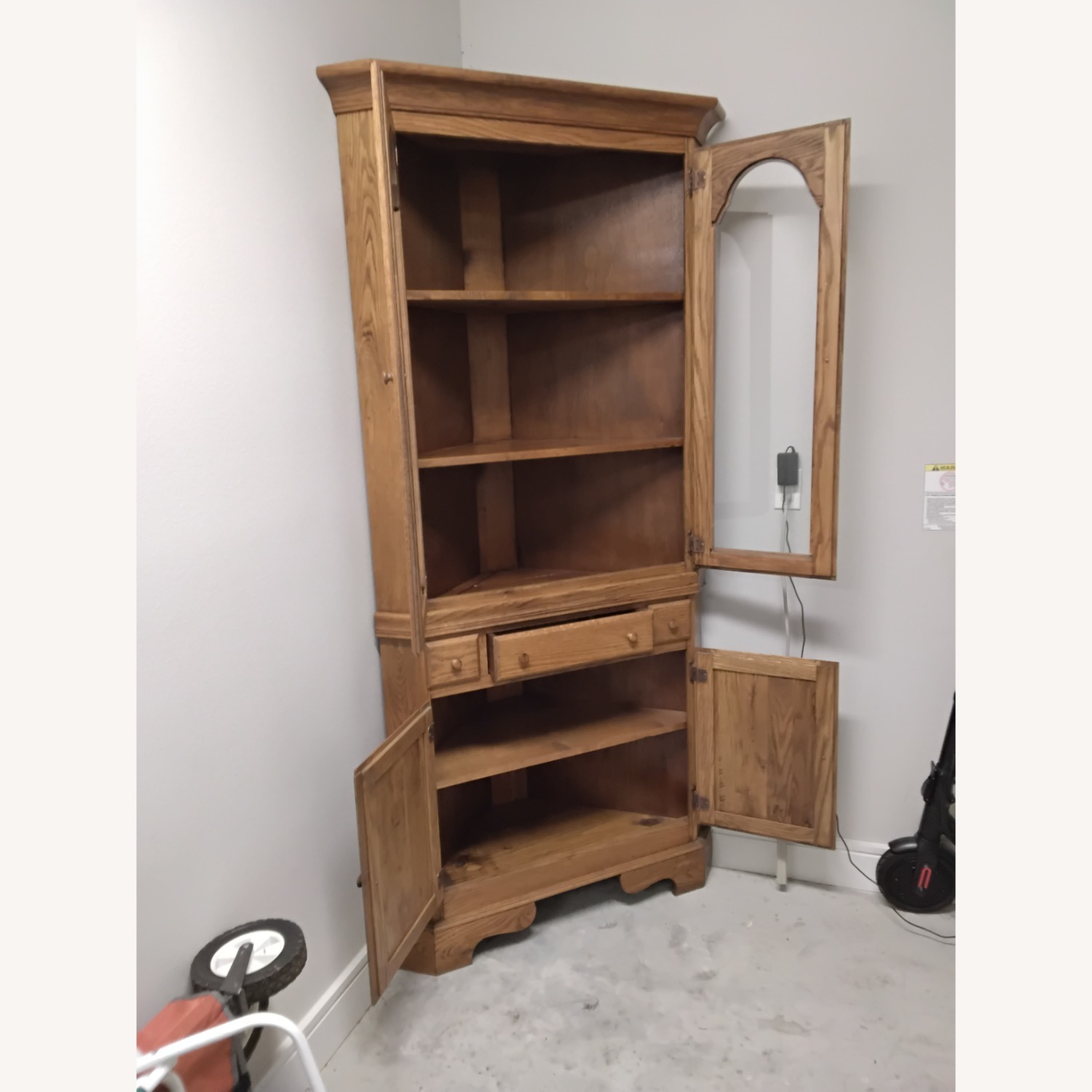 Corner Oak China Cabinet - image-2